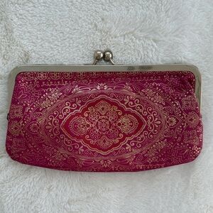LOFT Pink and Gold Patterned Clutch